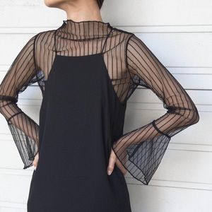 OAK+FORT Black Mesh Top